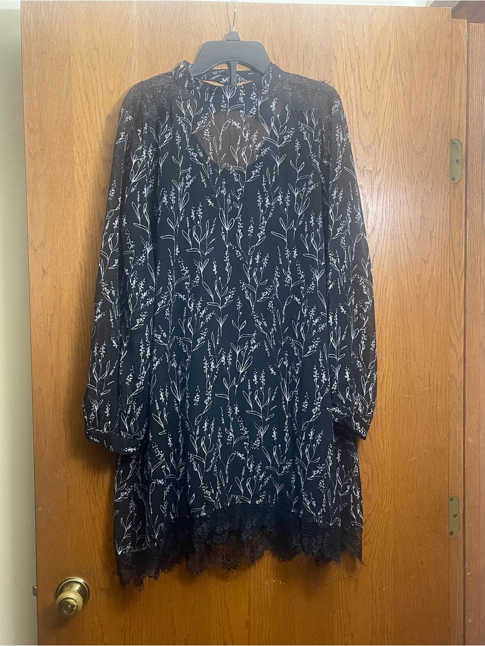 Zara Black Mini Dress with White Botanical Print